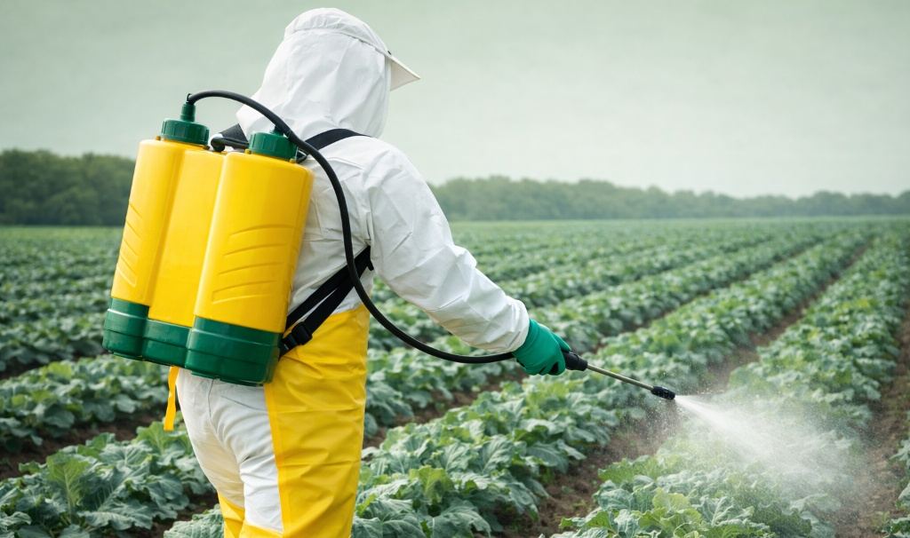 Aplicador com equipamento de pulverização foliar na lavoura
